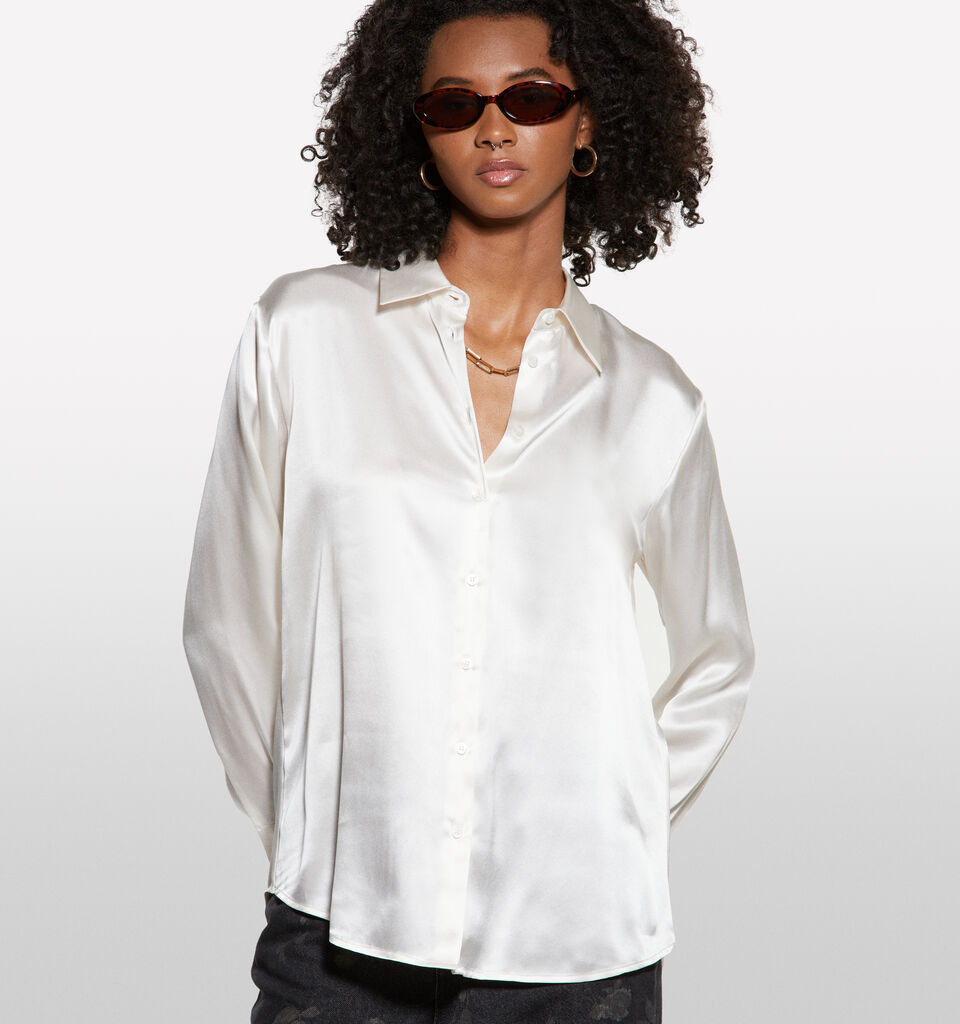 Camicia bianco panna 100% seta - camicie da donna - Bianco Panna | Sisley image number 3